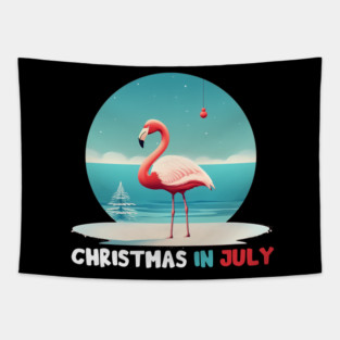 Xmas in July, Funny Flamingo Santa Tropical Christmas Tapestry