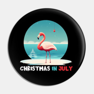 Xmas in July, Funny Flamingo Santa Tropical Christmas Pin