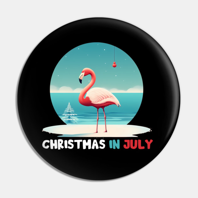 Xmas in July, Funny Flamingo Santa Tropical Christmas Pin by logiamerch