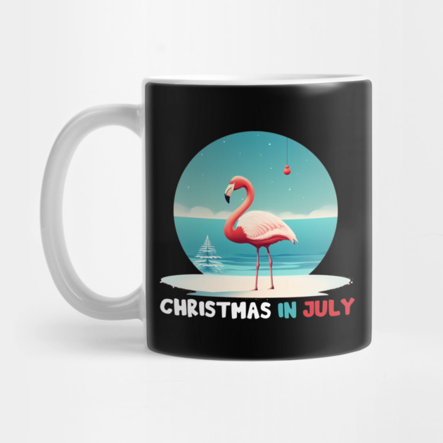 Xmas in July, Funny Flamingo Santa Tropical Christmas by logiamerch