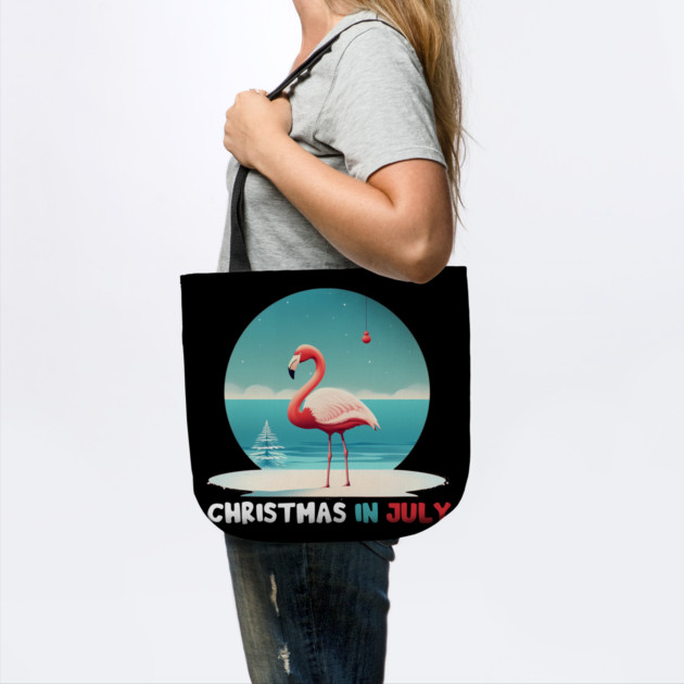 Xmas in July, Funny Flamingo Santa Tropical Christmas by logiamerch