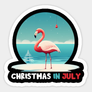 Xmas in July, Funny Flamingo Santa Tropical Christmas Sticker