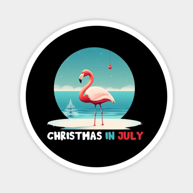 Xmas in July, Funny Flamingo Santa Tropical Christmas Magnet by logiamerch