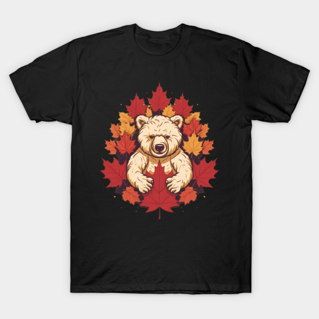 Bear with Maple leafs Canada T-Shirt by logiamerch