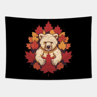 Bear with Maple leafs Canada Tapestry