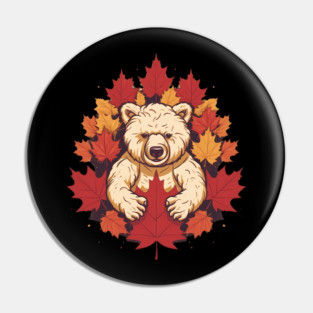 Bear with Maple leafs Canada Pin