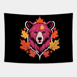 Bear with Maple leafs Canada Tapestry