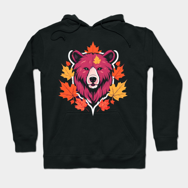 Bear with Maple leafs Canada Hoodie by logiamerch