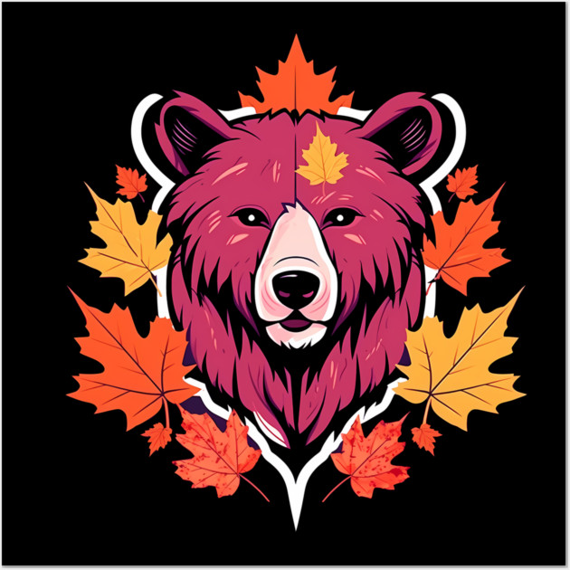 Bear with Maple leafs Canada Wall Art by logiamerch
