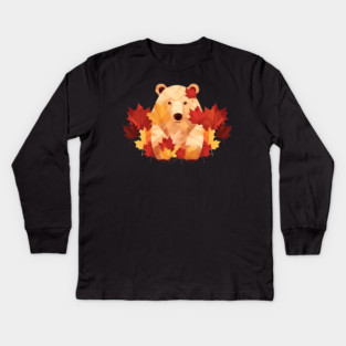 Bear with Maple leafs Canada Kids Long Sleeve T-Shirt