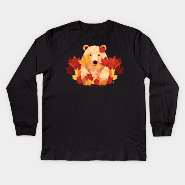 Bear with Maple leafs Canada Kids Long Sleeve T-Shirt by logiamerch