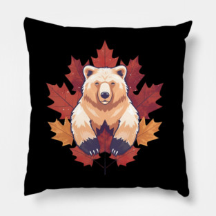 Bear with Maple leafs Canada Pillow