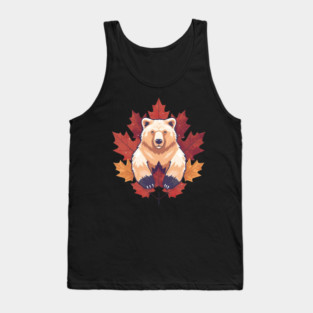 Bear with Maple leafs Canada Tank Top