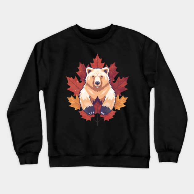 Bear with Maple leafs Canada Crewneck Sweatshirt by logiamerch