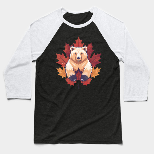 Bear with Maple leafs Canada Baseball T-Shirt by logiamerch