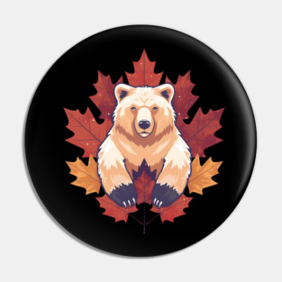 Bear with Maple leafs Canada Pin