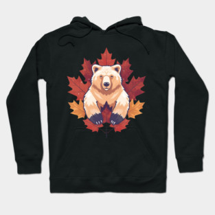 Bear with Maple leafs Canada Hoodie