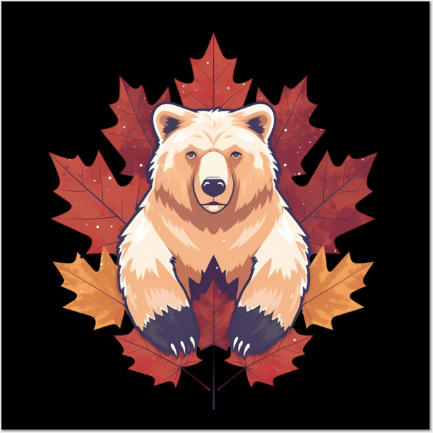 Bear with Maple leafs Canada Wall Art by logiamerch
