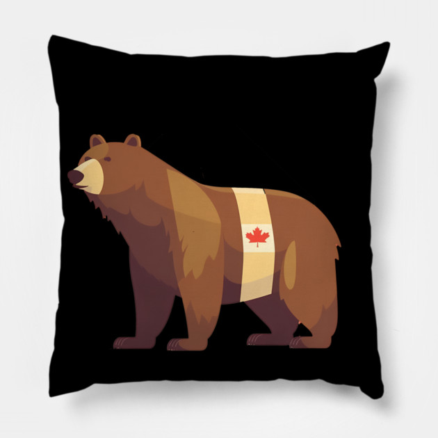Bear with Maple leafs Canada, Canadian Flag Pillow by logiamerch