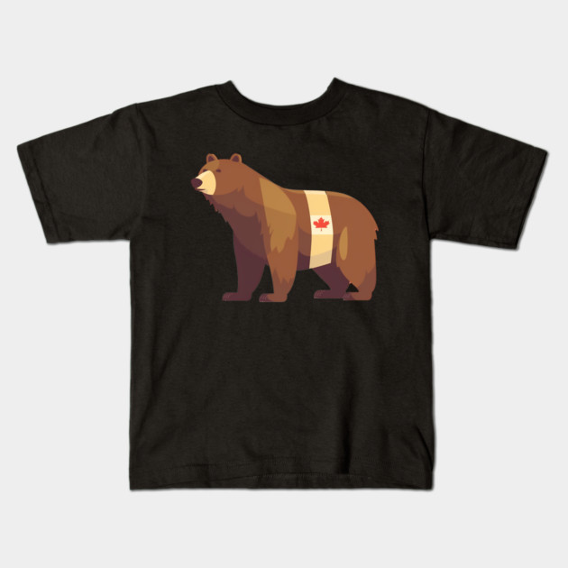 Bear with Maple leafs Canada, Canadian Flag Kids T-Shirt by logiamerch