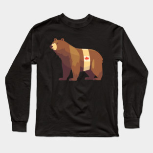 Bear with Maple leafs Canada, Canadian Flag Long Sleeve T-Shirt