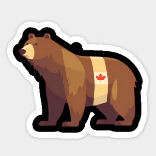 Bear with Maple leafs Canada, Canadian Flag Sticker