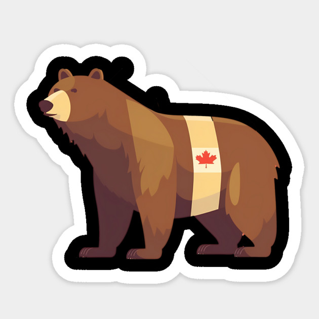 Bear with Maple leafs Canada, Canadian Flag Sticker by logiamerch