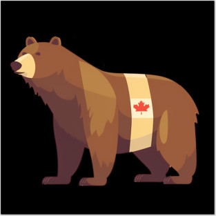 Bear with Maple leafs Canada, Canadian Flag Posters and Art