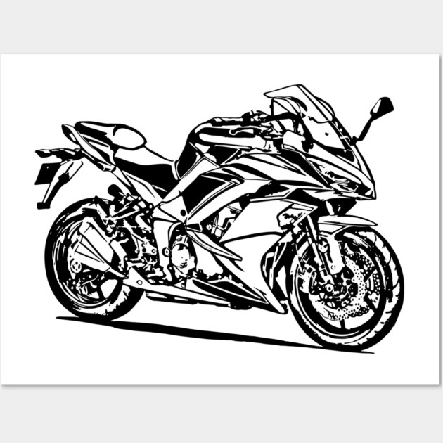 Z1000SX Motorcycle Sketch Art Wall Art by DemangDesign