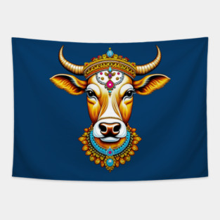 Pongal Decorated Cow Tapestry