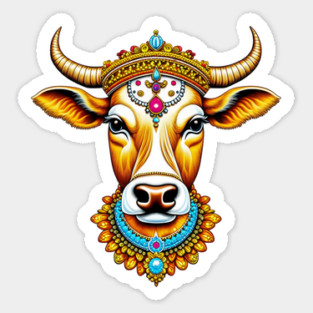 Pongal Decorated Cow Sticker