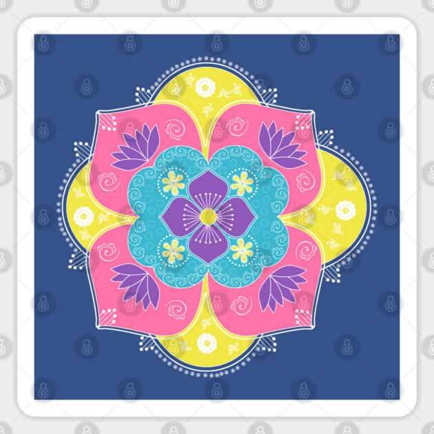 Bright Pastel Lotus Rangoli Sticker by HolidayBug