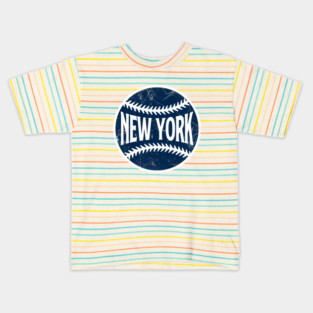 New York Retro Baseball - White Kids T-Shirt