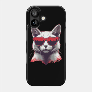 Cat with Maple leafs Canadaian Colors Phone Case