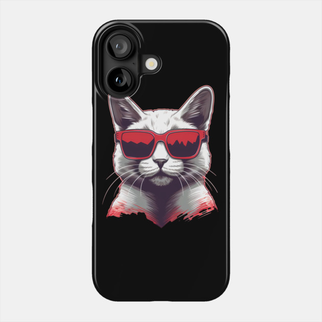 Cat with Maple leafs Canadaian Colors Phone Case by logiamerch