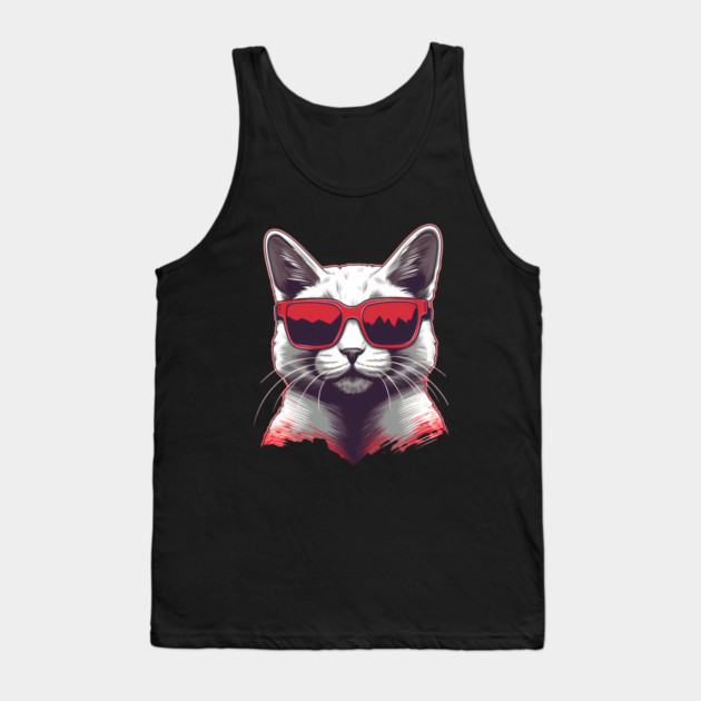 Cat with Maple leafs Canadaian Colors Tank Top by logiamerch