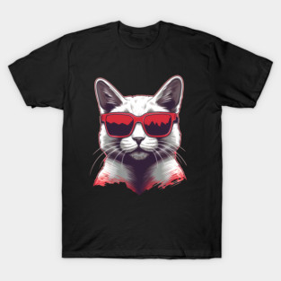 Cat with Maple leafs Canadaian Colors T-Shirt