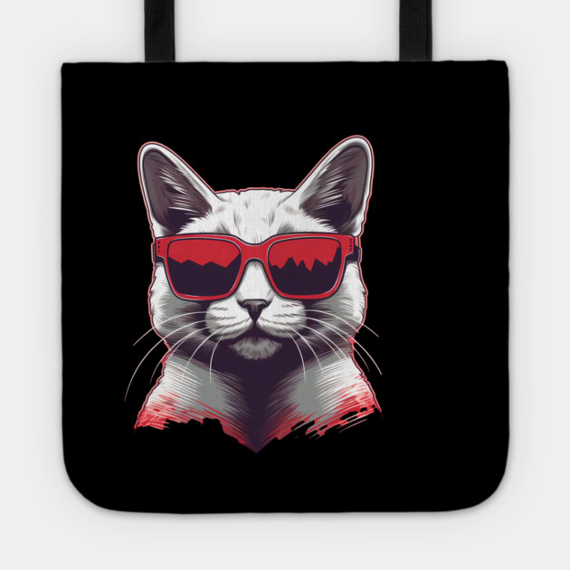 Cat with Maple leafs Canadaian Colors Tote by logiamerch