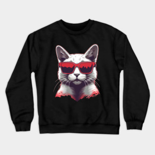 Cat with Maple leafs Canadaian Colors Crewneck Sweatshirt