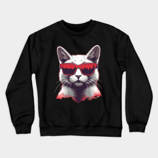 Cat with Maple leafs Canadaian Colors Crewneck Sweatshirt by logiamerch