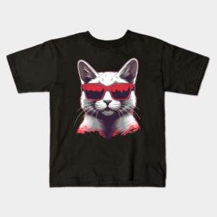 Cat with Maple leafs Canadaian Colors Kids T-Shirt