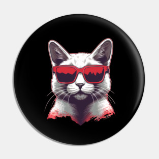 Cat with Maple leafs Canadaian Colors Pin