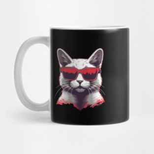 Cat with Maple leafs Canadaian Colors Mug
