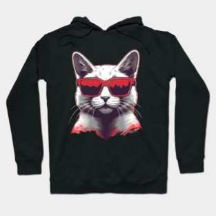 Cat with Maple leafs Canadaian Colors Hoodie