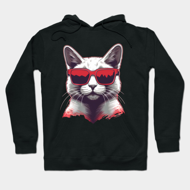 Cat with Maple leafs Canadaian Colors Hoodie by logiamerch