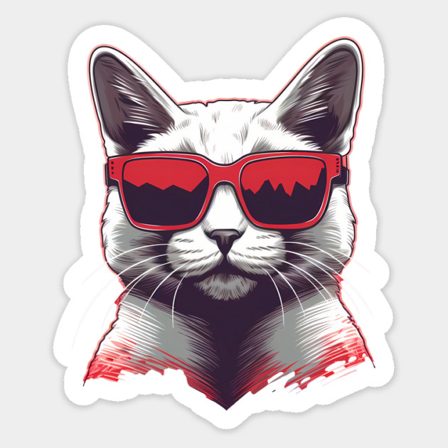 Cat with Maple leafs Canadaian Colors Sticker by logiamerch