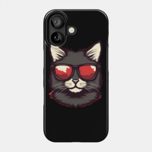 Cat with Maple leafs Canadaian Colors Phone Case