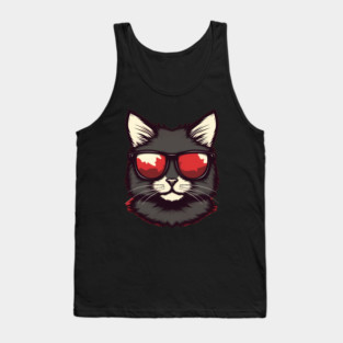 Cat with Maple leafs Canadaian Colors Tank Top