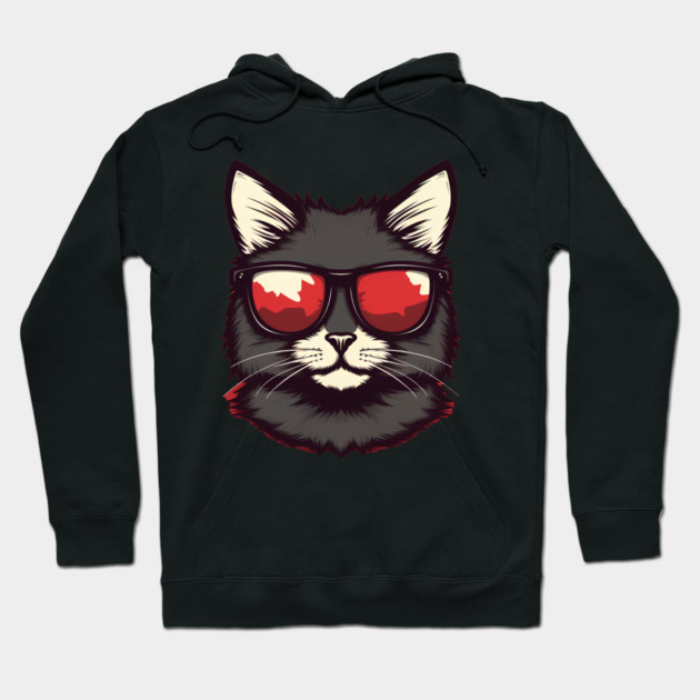 Cat with Maple leafs Canadaian Colors Hoodie by logiamerch