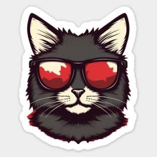 Cat with Maple leafs Canadaian Colors Sticker